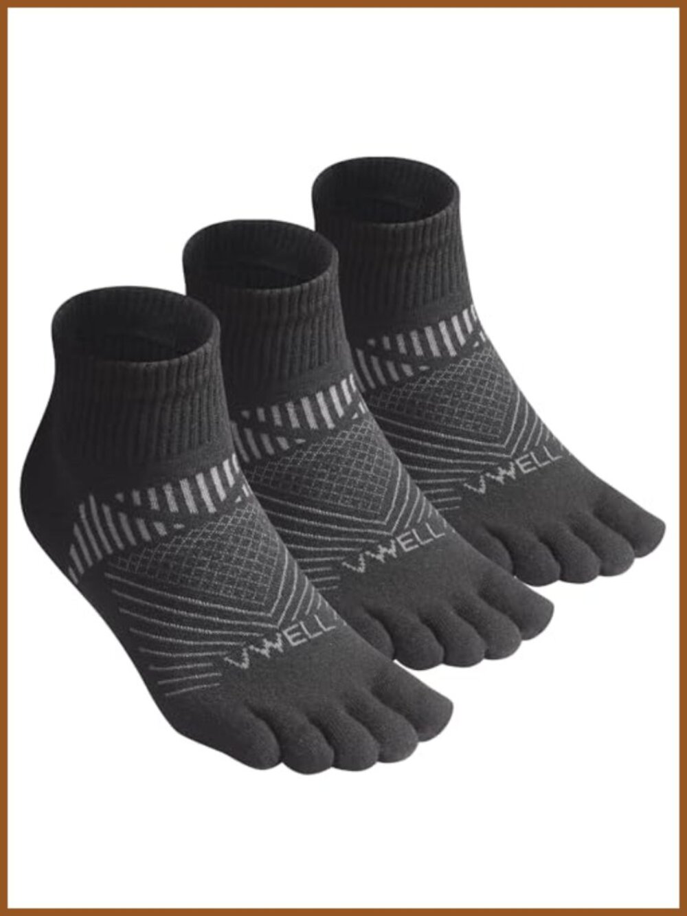 VWELL COOLMAX Five Finger Toe Socks Quarter Ankle Athletic Running 3 Pairs